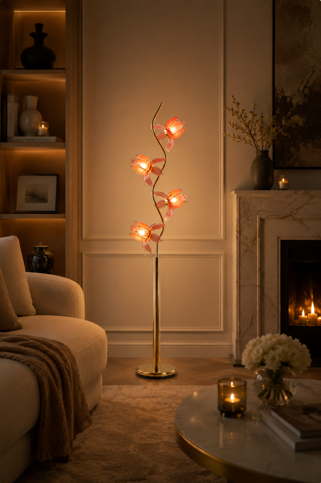 Pink Lotus Flower Floor Lamp